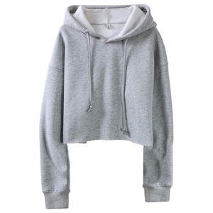 Sudadera Corta con Capucha para Mujer al por Mayor, Sudadera Corta Lisa para Mujer, Sudaderas Cortas Personalizadas y Conjuntos de Sudaderas con Pantalones Acampanados - Product Image 3