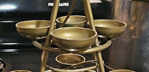Hot selling Custom Multi-Tier <b>Brass</b> Tone Metal Tealight Holder Pyramid Style <b>Candlestick</b> Stand Tabletop Centerpiece Decor - Product Image 6