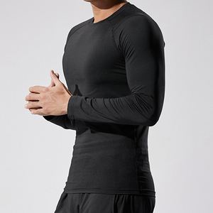 Men's Long Sleeve Compression Shirt Black Slim Fit Quick Dry Sporty O-Neck Base <b>Layer</b> Top Printed Logo Customizable - Product Image 3