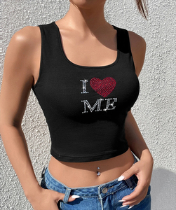 Custom Women Graphic Print <b>Crop</b> Tank <b>Top</b> Crew Neck Sleeveless Summer Vest Casual Valentine Apparel - Product Image 5