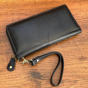 Usine en gros de luxe mode RFID Long porte-cartes en cuir véritable bracelet portefeuilles minimaliste personnalisé fermeture éclair pochette femmes - Product Image 2