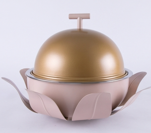Cacerola Redonda de Metal con Tapa en Color Dorado y Rosa, con Diseño de Asa, Perfecta para Almacenar Alimentos en la Cocina - Product Image 4