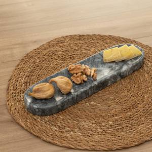 Plateau ovale en marbre gris, pierre naturelle, décoration moderne de luxe pour la maison, plateau de service pour salle à manger, cuisine, salon - Product Image 3