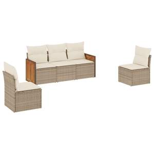 Conjunto de Sofá de Jardín de 5 Plazas en Ratán Sintético PE Beige y Acero con Recubrimiento en Polvo, Muebles de Jardín Duraderos de 5 Plazas - Product Image 2