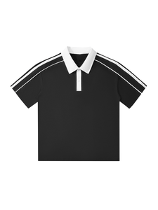 Camisa Deportiva de Lona Tejida para Hombre, Diseño Vintage con Cuello y Puños en Contraste, Secado Rápido, Absorbe la Humedad, Transpirable, con Botones y Manga Corta - Product Image 2