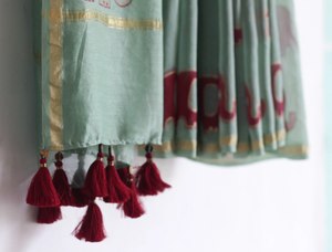 Sari Tradicional Indio de Seda con Estampado de Elefantes en Relieve, para Mujer Moderna, Uso Casual en Bodas, para Todas las Temporadas, Largo hasta el Suelo, Corte Regular - Product Image 3