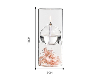 Lampe à huile en verre transparent rechargeable, porte-bougie hurricane, cylindre rond pour décoration de mariage, fête, Noël - Product Image 1
