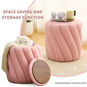 Convertible Upholstered <b>Padded</b> Ottoman with Storage for Vanity <b>Stool</b> Foot Rest for Makeup Room or Living Room - Product Image 4