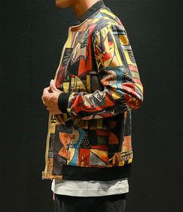 Chaqueta de bombardero estampada de diseño personalizado ajustada informal para hombre, abrigo sublimado ligero de estilo de invierno con cuello levantado - Product Image 6