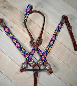 Harnais de selle western en cuir véritable perlé rose, léger, durable et multifonctionnel pour l'équitation – Prêt à être expédié - Product Image 5