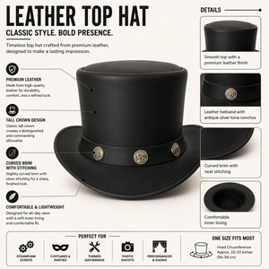 Sombrero de Copa de Cuero Premium para Hombre, Diseño Clásico Estructurado con Opciones de Estilo Personalizado y Producto Profesional - Product Image 5