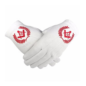 Guantes Masónicos Blancos 100% Algodón con Compás Cuadrado, Guantes Amarillos con Círculo Dorado, Decoración con Cuentas, Incluye Imperdible de Seguridad - Product Image 4