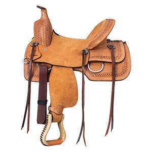 Selle de cheval western en cuir tressée à la main avec bordure florale gravée, en cuir brut, pour la course de barils, vente en gros, personnalisable en usine - Product Image 6