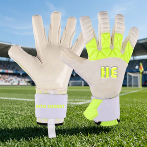 Gants de gardien de but de football en néoprène blanc sur mesure avec sangle élastique en latex gaufré allemand de 4 mm, découpe hybride, injection de caoutchouc - Product Image 2