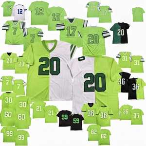Maillot de football américain personnalisé vert lime bicolore avec nom du joueur, impression sublimée, col en V en mesh, séchage rapide, respirant, unisexe - Product Image 1