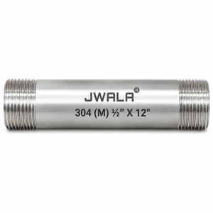 Raccord industriel en acier inoxydable 304 de 1/2 pouce, longueur 12 pouces, fileté mâle, pour systèmes de transfert de fluides - Product Image 1