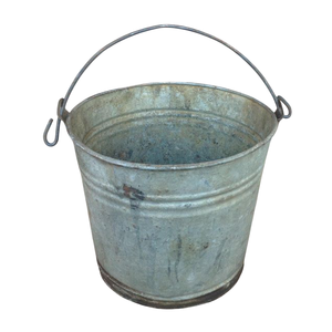 Cubo de Metal Galvanizado Vintage, Resistente, Estilo Rústico, para Decoración de Casa de Campo, Contenedor Industrial para Almacenamiento de Agua con Asa de Alambre - Product Image 1