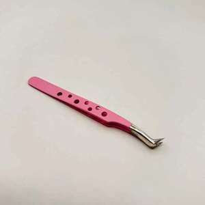 Pince à épiler pour extensions de cils volumineuses de type L, en acier inoxydable rose, pince à cils de beauté, logo personnalisé - Product Image 6