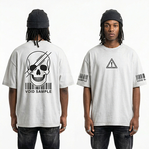 เสื้อยืดลายหัวกะโหลกสีขาวขนาดใหญ่พิเศษ 240GSM ผ้าฝ้ายหนาสำหรับผู้ชาย ผู้ผลิตเสื้อยืดสไตล์วินเทจล้างสีแบบแอซิด สตรีทแวร์ ดรอปชิปปิ้ง - Product Image 1