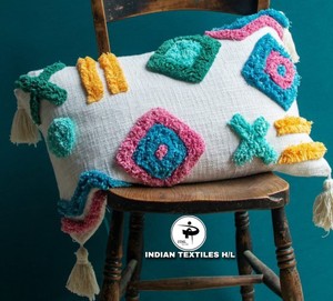 Tufted Colorful Wool Cushion Cover Living Room Home Decor With Custom Design Boho Pillow Eco-Friendly Custom OEM Wholesale - Product Image 1