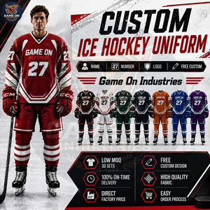 Sublimation Printed Top Quality Custom Team Sportswear Breathable Polyester Long Sleeve Match Training Wear Ice Hockey Uniform - Product Image 5