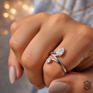 Anillo Toi Et Moi de Moissanita con Corte Pera y Marquesa de 1 Quilate, Floral, Plata 925 Original, Anillo de Boda, Regalo de Compromiso para Ella - Product Image 5