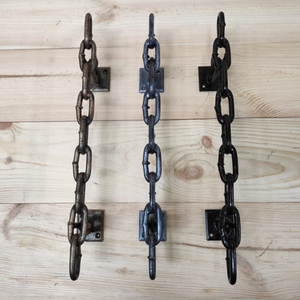 Hand Forged Iron Chain <b>Door</b> Handle <b>Rustic</b> Iron Black <b>Door</b> Pull Handle - Product Image 1