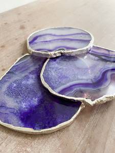 Customized Purple <b>Agate</b> Stone <b>Coaster</b> Irregular Shape Bohemian Design Tea <b>Coaster</b> For table Home Decor Hotel Restaurant Use UO - Product Image 5