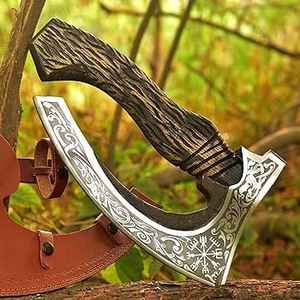 Couteau à pizza artisanal haut de gamme, très vendu, avec manche en bois et étui en cuir, pour l'extérieur, hache à pizza, haches de cuisine - Product Image 4