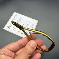 Coupe-cuticules professionnel en acier inoxydable plaqué or avec embout de 6 mm, outil de soin des ongles de précision, service OEM