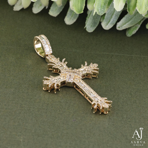 AARVA JEWELS Pendentif Croix Chrétienne en Argent Sterling 925 avec Moissanite Taille Brillant, Plaqué Or Rose Rhodié, Bijoux Unisexe - Product Image 4