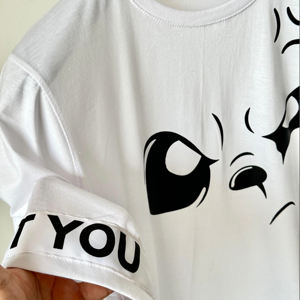 T-shirts streetwear pour hommes, design mignon avec visage de panda, polyester/coton tricoté, manches courtes, graphisme personnalisé - Product Image 3