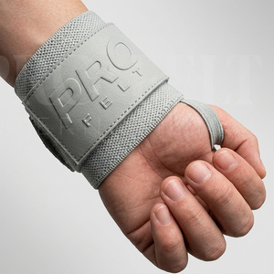 Bandes de maintien pour poignets sur mesure de couleur grise pour la musculation, l'haltérophilie, l'entraînement en salle de sport, soutien des poignets, coton, polyester, sangle de soulevé de terre - Product Image 4