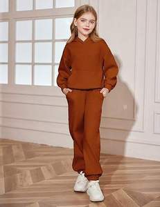 Conjunto de pantalones con capucha y estampado a cuadros para niños y niñas |   Chándal de Forro Polar para Niños al por Mayor |   Ropa Casual Personalizada y Cómoda - Product Image 4
