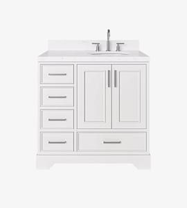 Meuble sous-vasque de salle de bain 36 pouces à étiquette privée Mary, avec vasque décalée à droite, 3 options de finition, vente en gros, usine du Vietnam - Product Image 1
