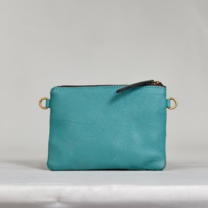 Pochette en cuir véritable turquoise avec motif floral gravé à la main, fermeture éclair, style bohème, bandoulière unique, 7 pouces - Product Image 3