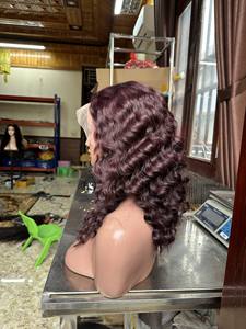 2024 Offre Spéciale HD dentelle frontale vin bouclés perruque vierge vietnamien têtes d'entraînement de cheveux humains pour les femmes noires à un prix pas cher - Product Image 3
