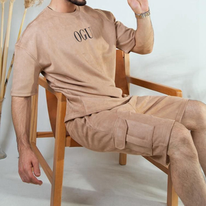 Ensemble de survêtement décontracté pour homme, t-shirts et shorts extensibles d'été, ensemble de survêtement confortable à manches courtes pour homme - Product Image 1