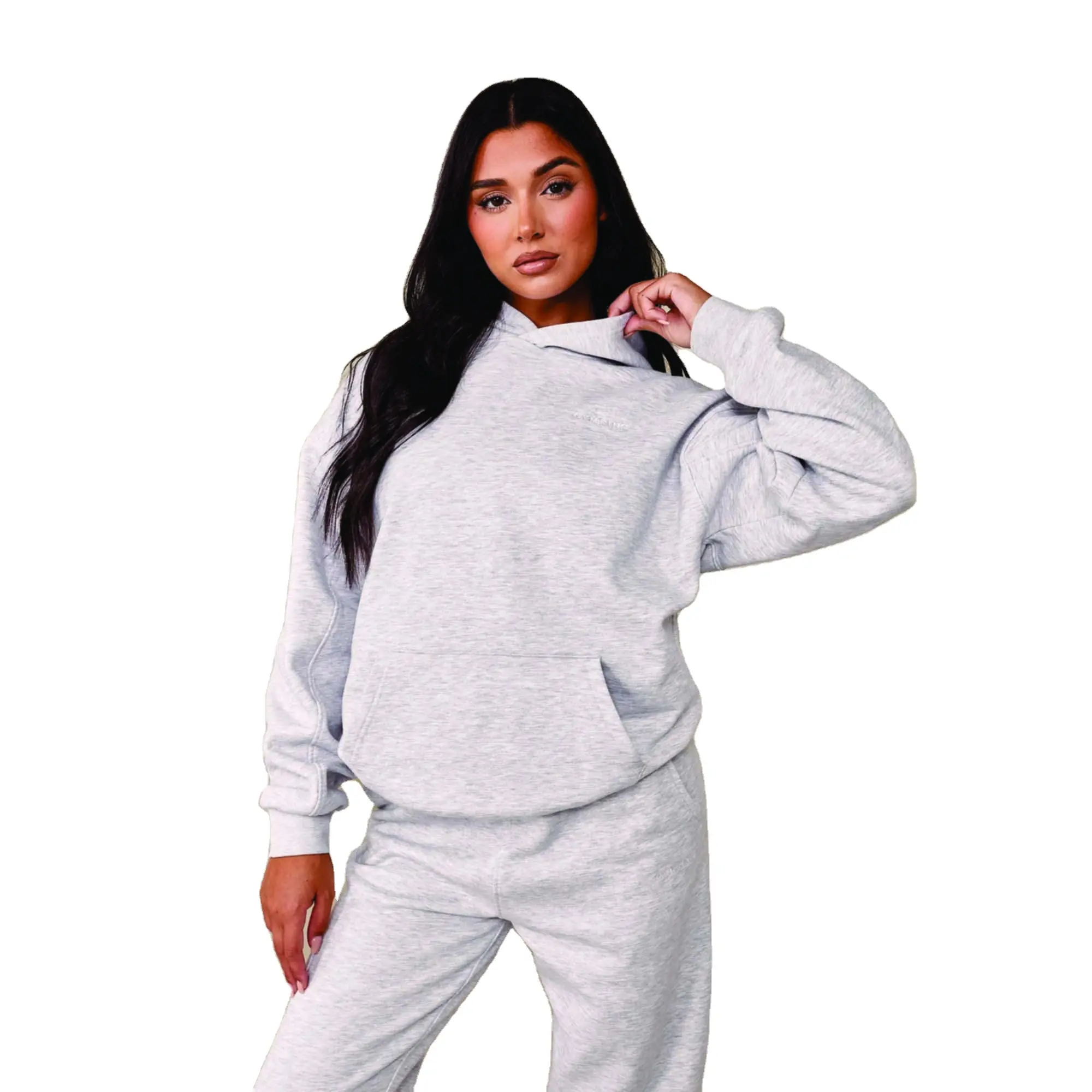 Custom Logo Plus Size Casual Wear Fashion 2 Piece Set Jogger Sweatshirt Sweatpants Cotton Tracksuit for Women