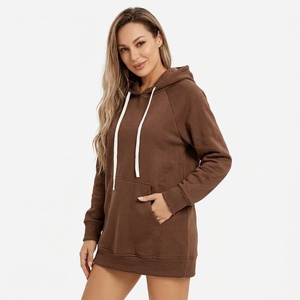 Sweat-shirt à capuche long et ample pour femme, en coton, avec logo personnalisé, coupe décontractée, style streetwear, fabricant de vêtements en gros - Product Image 1
