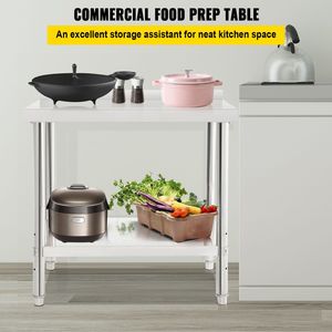 Banco da Lavoro Professionale in Acciaio Inox 36 X 24 X 35 Pollici, Capacità di Carico 440 libbre, con Alzatina Regolabile, Design a U in Metallo - Product Image 2