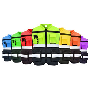 Gilet de sécurité réfléchissant haute visibilité pour hommes, 100% polyester, style veste avec poches et fermeture éclair, pour agents de sécurité - Product Image 4