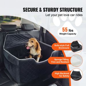 Siège rehausseur pour chien avec poche de rangement, laisse de sécurité et rembourrage en éponge – Transporteur pour animaux de compagnie pour les voyages en voiture - Product Image 2