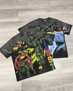 เสื้อยืดผ้าแคนวาสสั่งทำพิเศษ 100% ผ้าฝ้ายเนื้อหนา พิมพ์ลายดิจิทัล 350gsm เป็นมิตรกับสิ่งแวดล้อม ทรงโอเวอร์ไซส์ ทรงบ็อกซี่ ระบายอากาศได้ดี แห้งเร็ว - Product Image 1