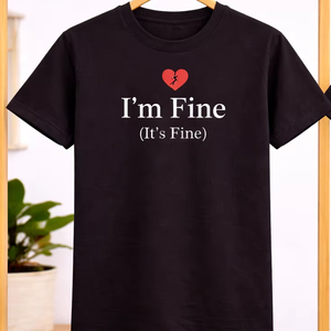 Camiseta con Frase Divertida Personalizada, Camiseta Gráfica con la Frase 'Estoy Bien, Está Bien', Camiseta Informal de Algodón de Manga Corta Unisex para Mujer, Ropa al por Mayor OEM - Product Image 2
