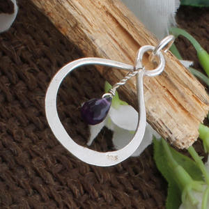 Pendentif goutte en améthyste violette naturelle, argent sterling 925, pierre précieuse facettée, collier, pierre de naissance de février, bijoux fins pour femmes - Product Image 2