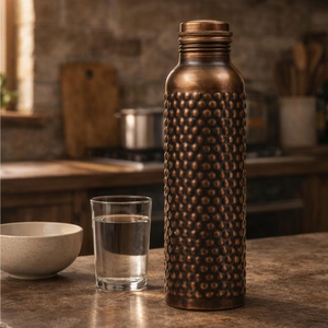 Reasonable Price Copper Hammered Bottle Shinning Copper Decor Item Shaker Water Handcrafted Unique Design Copper Water Bottle - Product Image 5