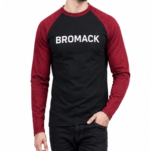 <b>Men</b> T <b>Shirt</b> Black Burgundy Contrast Long Sleeve Design Classic Crew Neck Two Tone Style Dark <b>Red</b> Sleeves Daily Clothing Weekend - Product Image 1