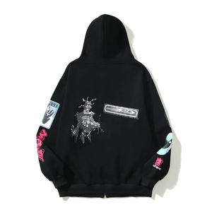 Sweat à capuche unisexe coupe classique en coton 100% tricoté, délavé à l'acide, infroissable, avec double poche, imprimé en relief, style streetwear, pour l'hiver - Product Image 6