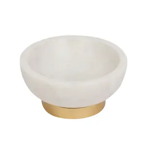 Cuenco decorativo de flores de mármol de piedra Natural blanca clásica, joyería de frutas para el hogar, cuencos contemporáneos de travertino de ónix de mármol, 1 comprador - Product Image 1